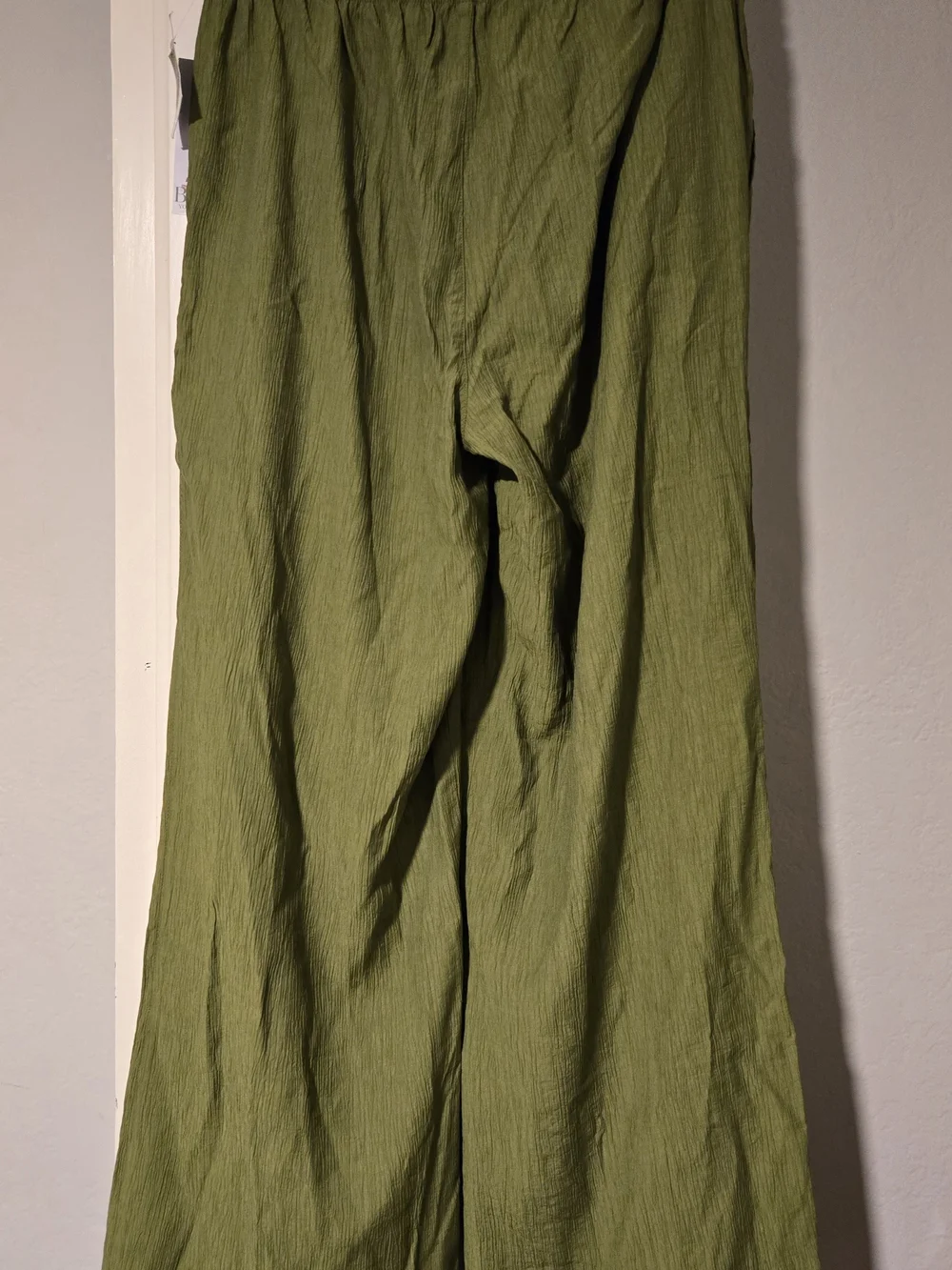Brand New-Pleated Olive Green Wide-Leg Pants With Pleated Pockets